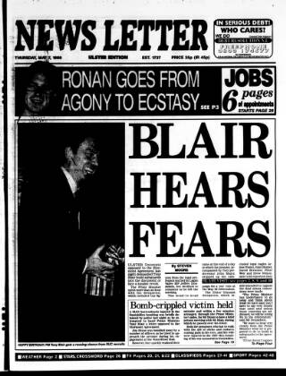 cover page of Belfast News-Letter published on May 7, 1998